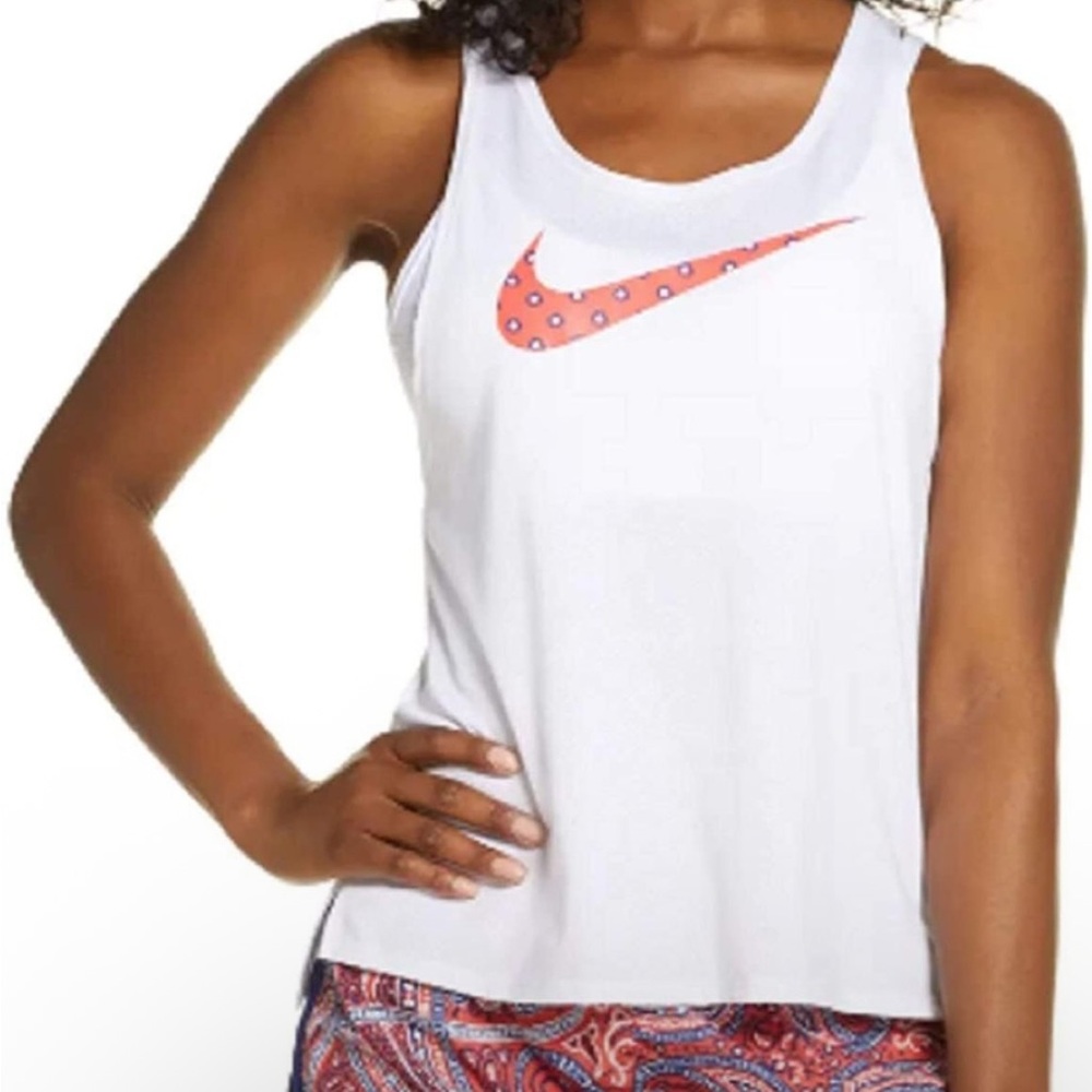 NWT • Nike • Dri-FIT Printed-Logo Cross-Back Mesh Tank Top •